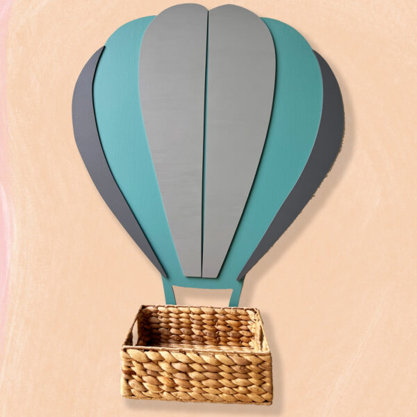 Drevená polička teplovzdušný balón farebný